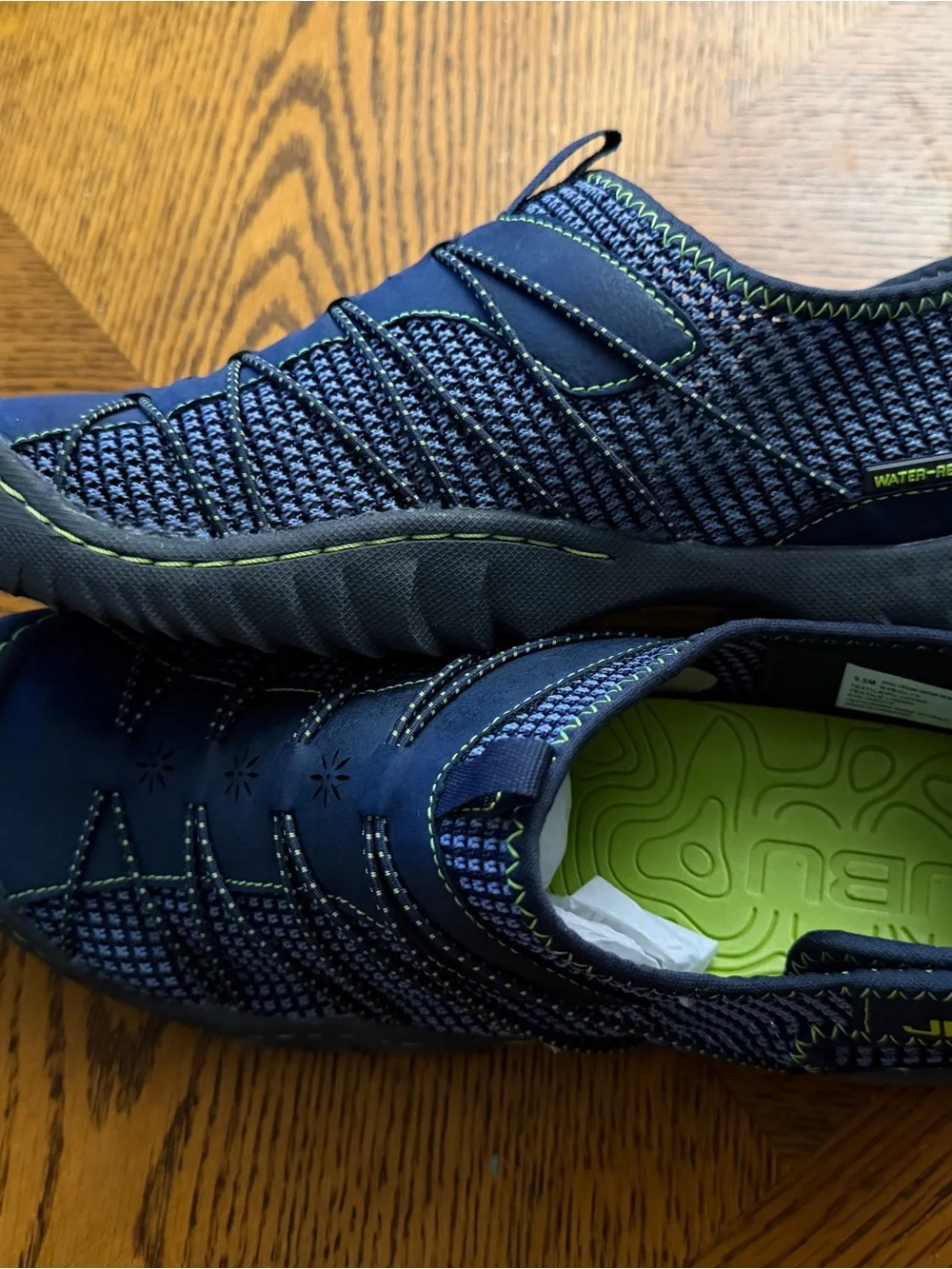 JBU Navy and Lime Green Men's Casual Slip-On Sandals